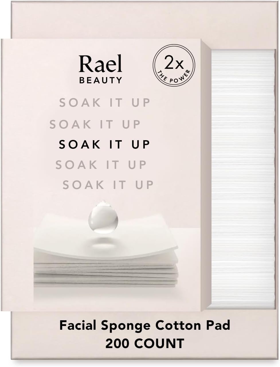 Rael Cotton Pads for Face - Lint-Free Facial Sponge for Toner & Makeup Removal | Soft & Thin, 200 Count