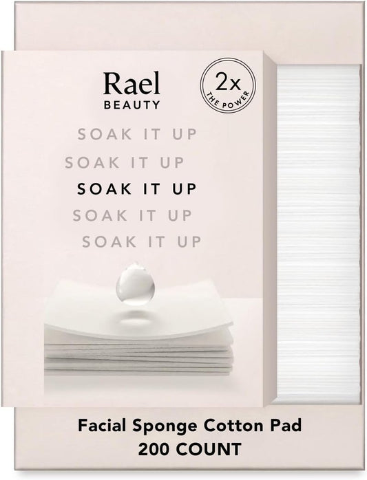 Rael Cotton Pads for Face - Lint-Free Facial Sponge for Toner & Makeup Removal | Soft & Thin, 200 Count