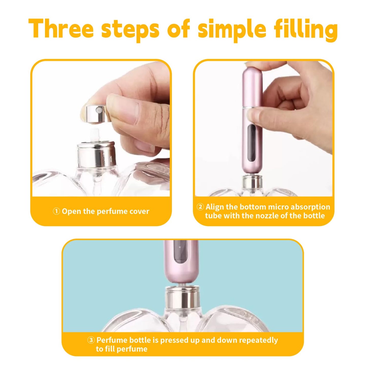 ZenithFast Perfume travel refillable,6Pcs 5ml Mini perfume bottle,Portable perfume bottles refillable for Women Men Small Mister Spray Bottle, for Travel and Outgoing