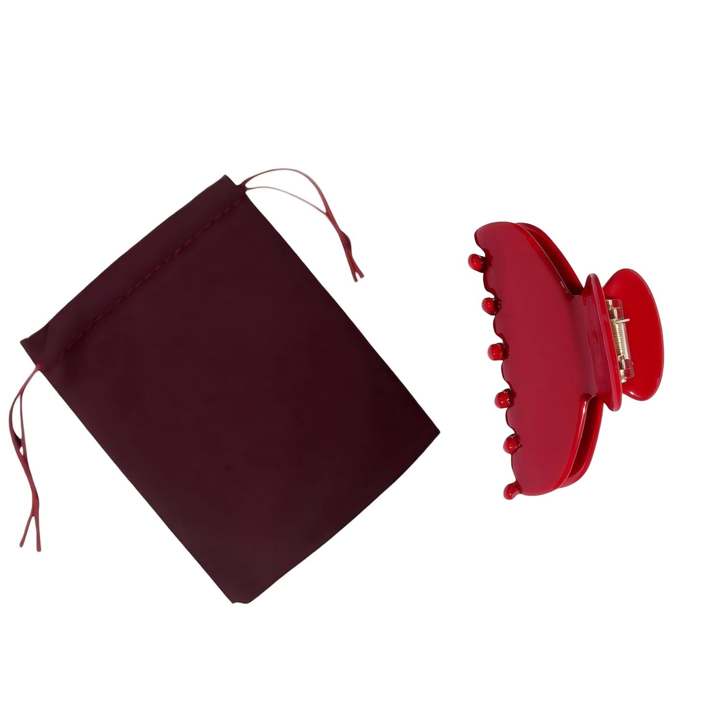 Cute Durable Acetate Hair Clips - 3-Inch Cherry Red Claw Clips for Fine & Medium Thick Hair