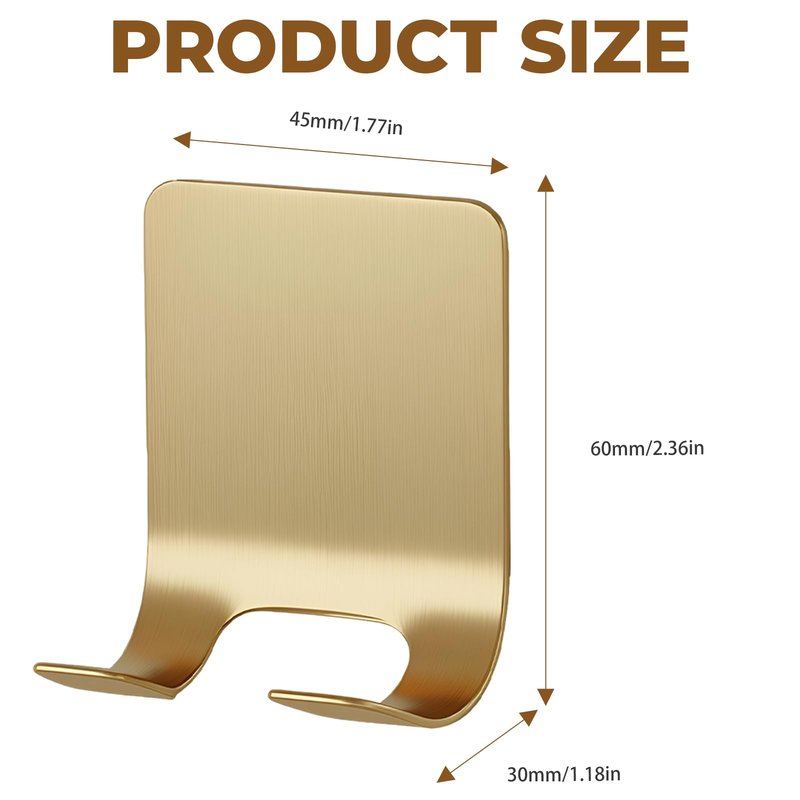 Heran Razor Holder for Shower Wall, 4 Pack Self Adhesive Shower Razor Holder, Waterproof Stainless Steel Hooks for Inside Shower, Towel Loofah Bathroom Kitchen Organizer Gold