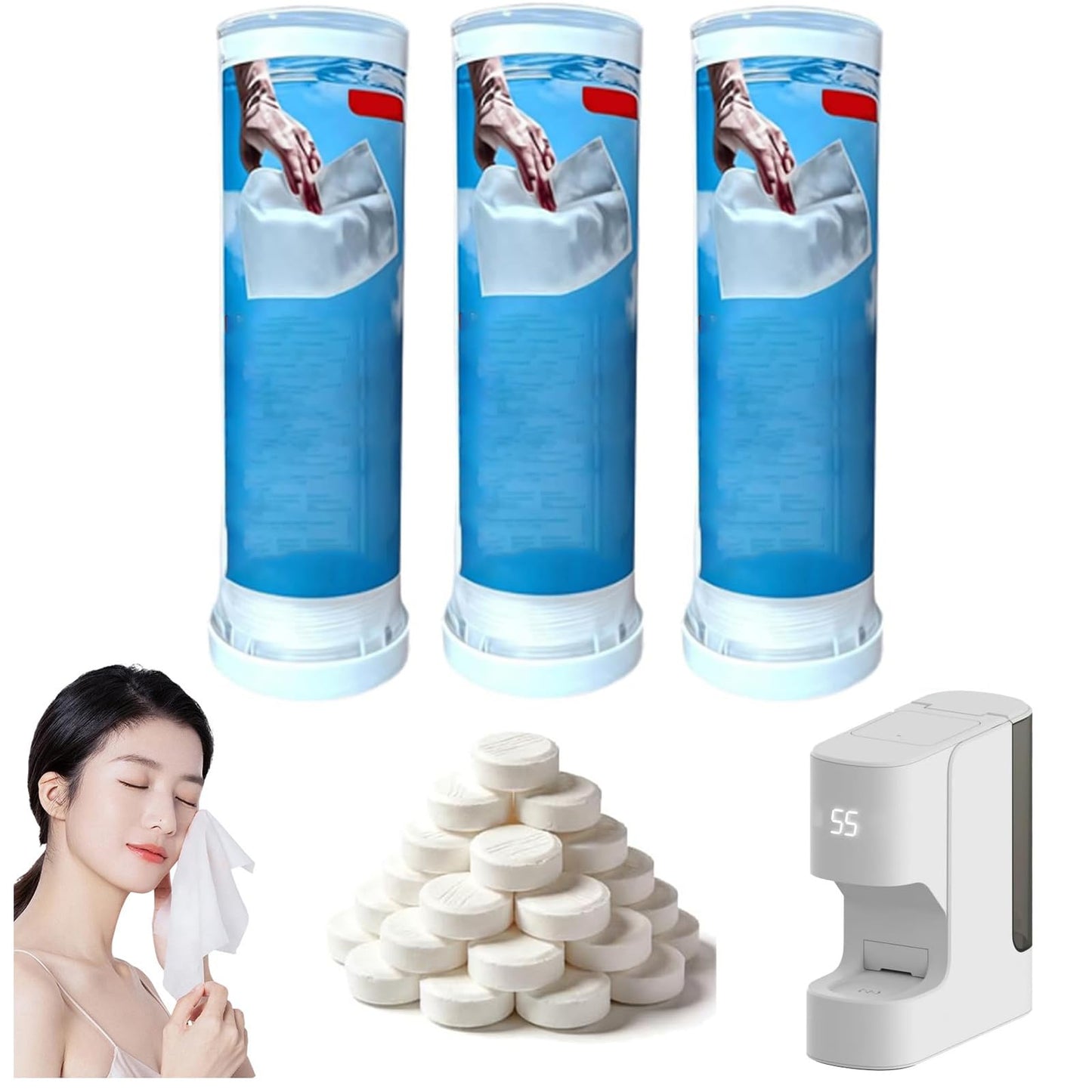 Steamy Hot Face Towel Dispenser (5s Instant Heat), 5 Temperature Modes, Ultra-Quiet Automatic Disposable Hot Face Towel Heater Machine, Smart Voice Alerts, Face Towel Warmer for Facials (60 Towel)
