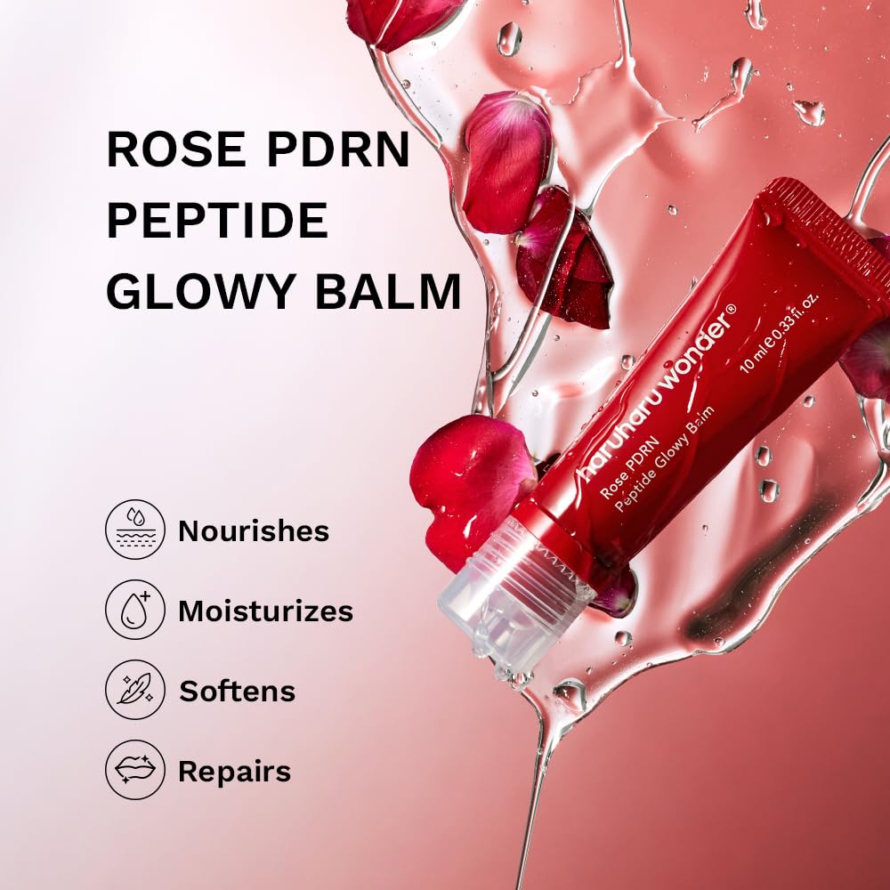 Haruharu Wonder Rose PDRN Peptide Glowy Balm - Instant Moisture & Repair for Dry Lips | 0.33 fl. oz.