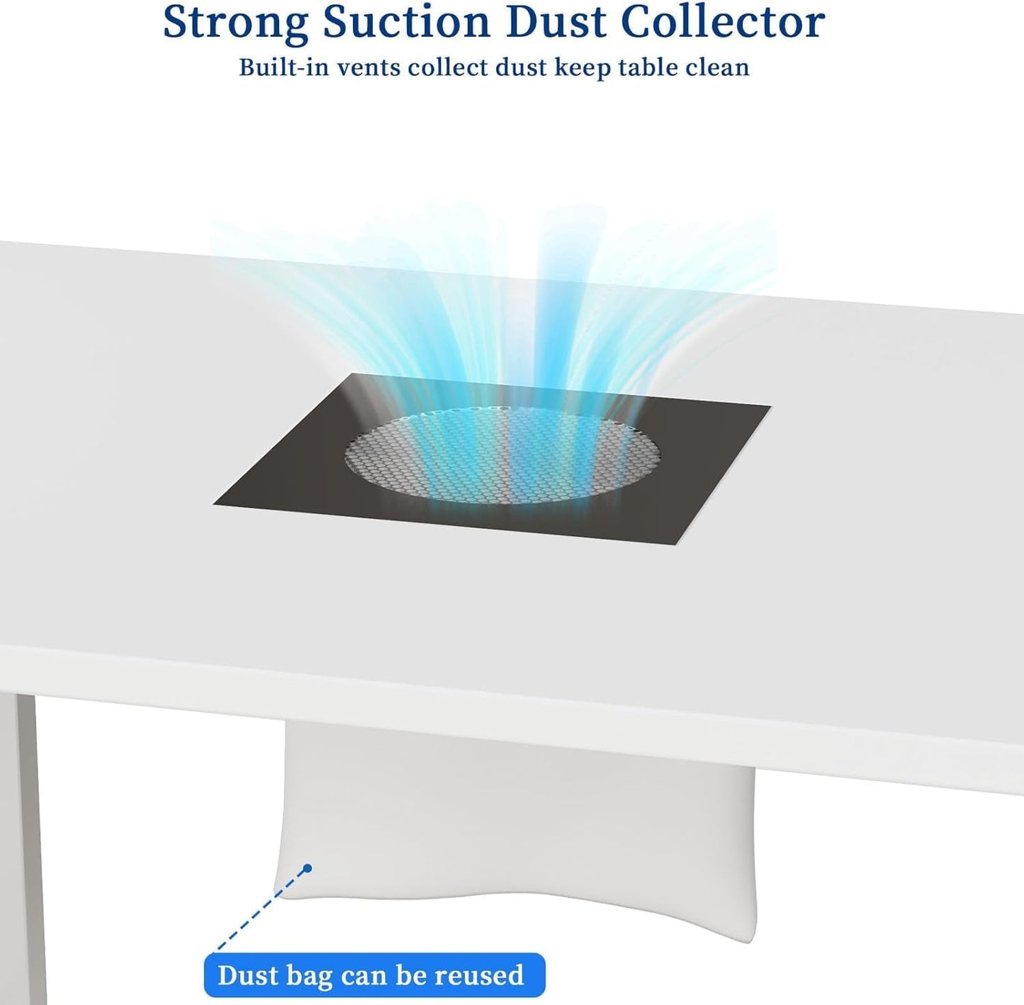 Nail Desk - Electric Dust Collector Manicure Table with 3 Drawers & 2-Tier Cabinets | White Salon Station