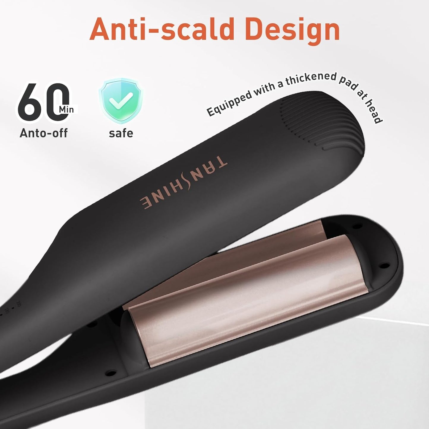 TANSHINE Curling Iron Hair Waver - 1.25 Inch Dual Barrel Ceramic Curler for Beach Waves | Adjustable Temp, Anti-Scald, Black