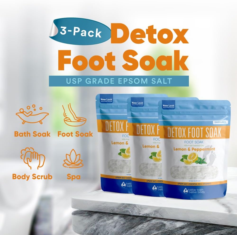 Detox Foot Soak - Epsom Salt Soothing Soaks with Essential Oils | 3 Pack, 6 Lbs Total