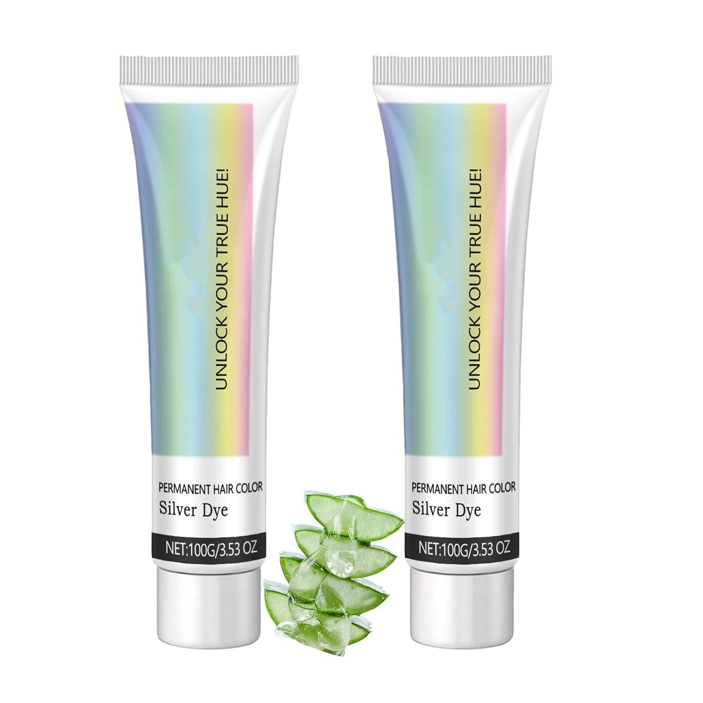 Silver Hair Dye - 2-in-1 Nourishing Hair Color with Natural Essence | 3.53 Fl Oz, 2 Pack