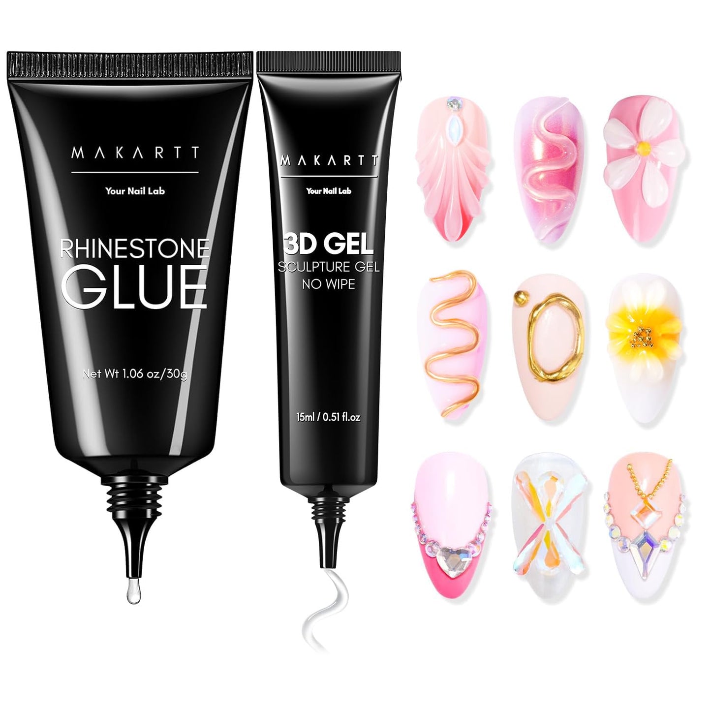 Rhinestone Nail Glue - Super Strong Gel for Nail Charms & 3D Art | 30ML UV Cured Bling Adhesive