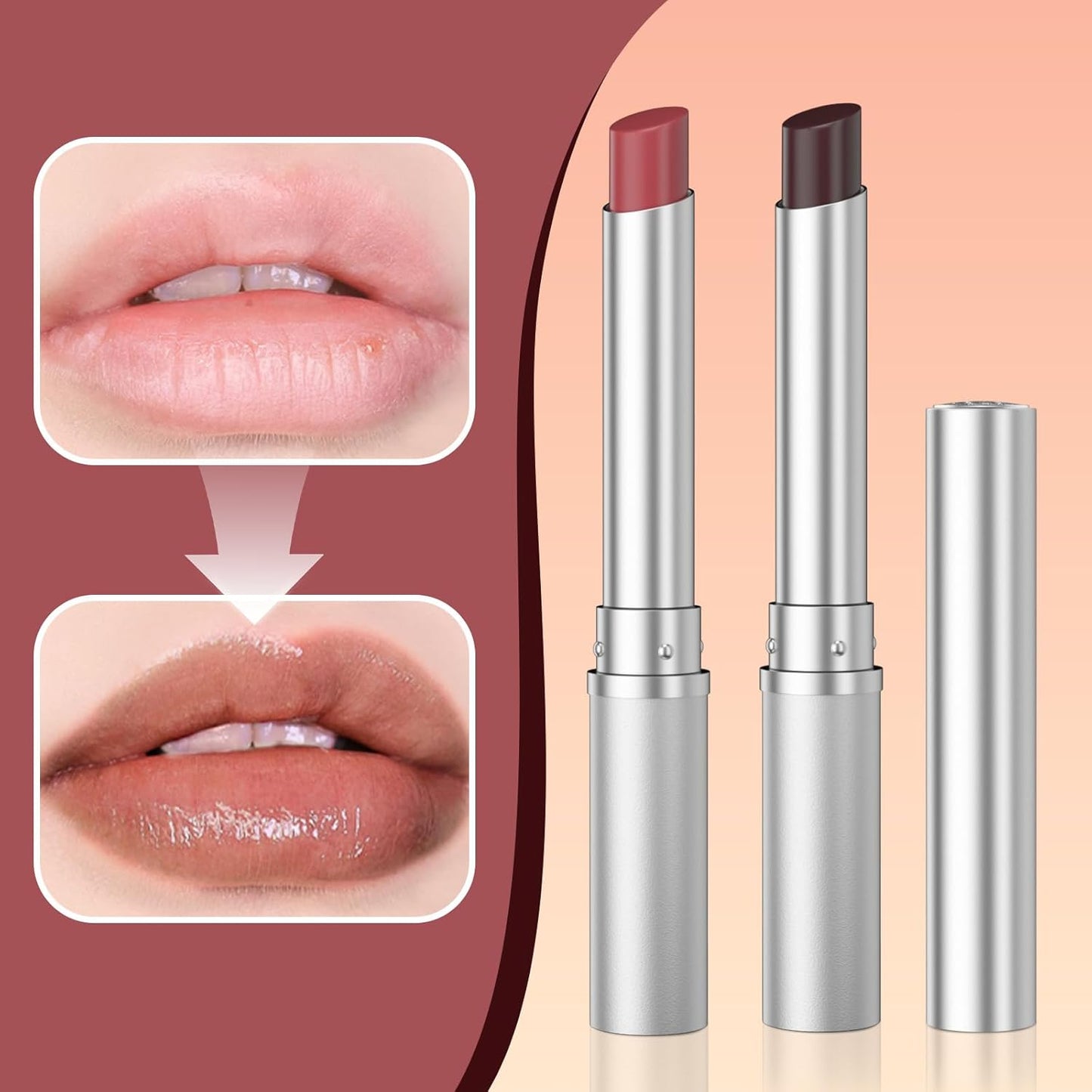 Tinted Lip Balm - Sheer Lightweight Lip Stain for All Skin Tones | Natural Cherry Tint, Pack of Black & Pink