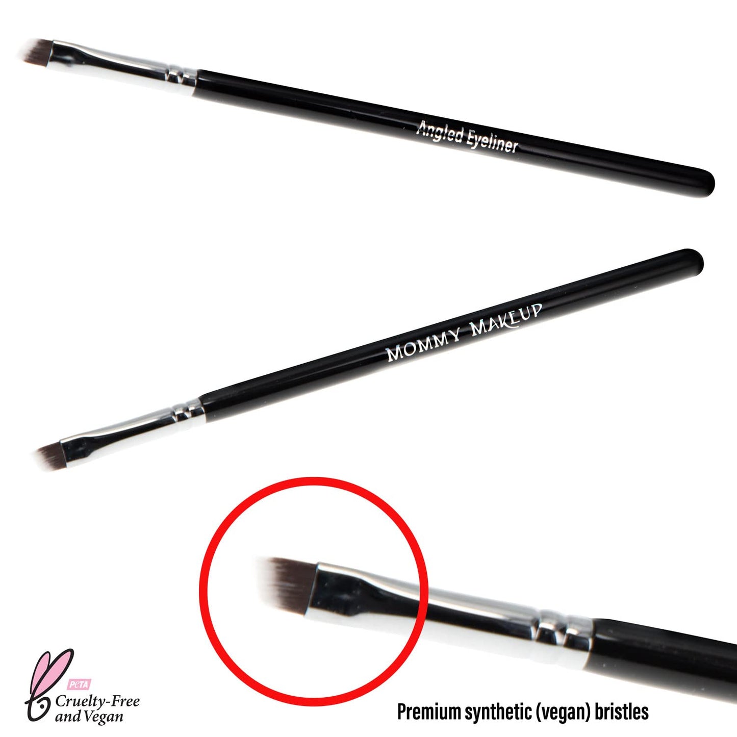 Angled Eyeliner Brush (1 Pc) Ultra Thin Vegan Bristles by Mommy Makeup