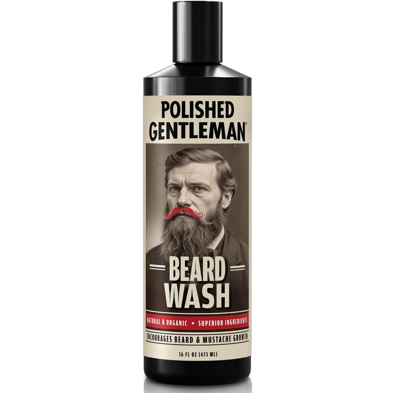 Polished Gentleman Refreshing Beard Shampoo and Face Wash with Peppermint Tea Tree and Argan Oil - for Thicker and Softer Beard (16 oz)