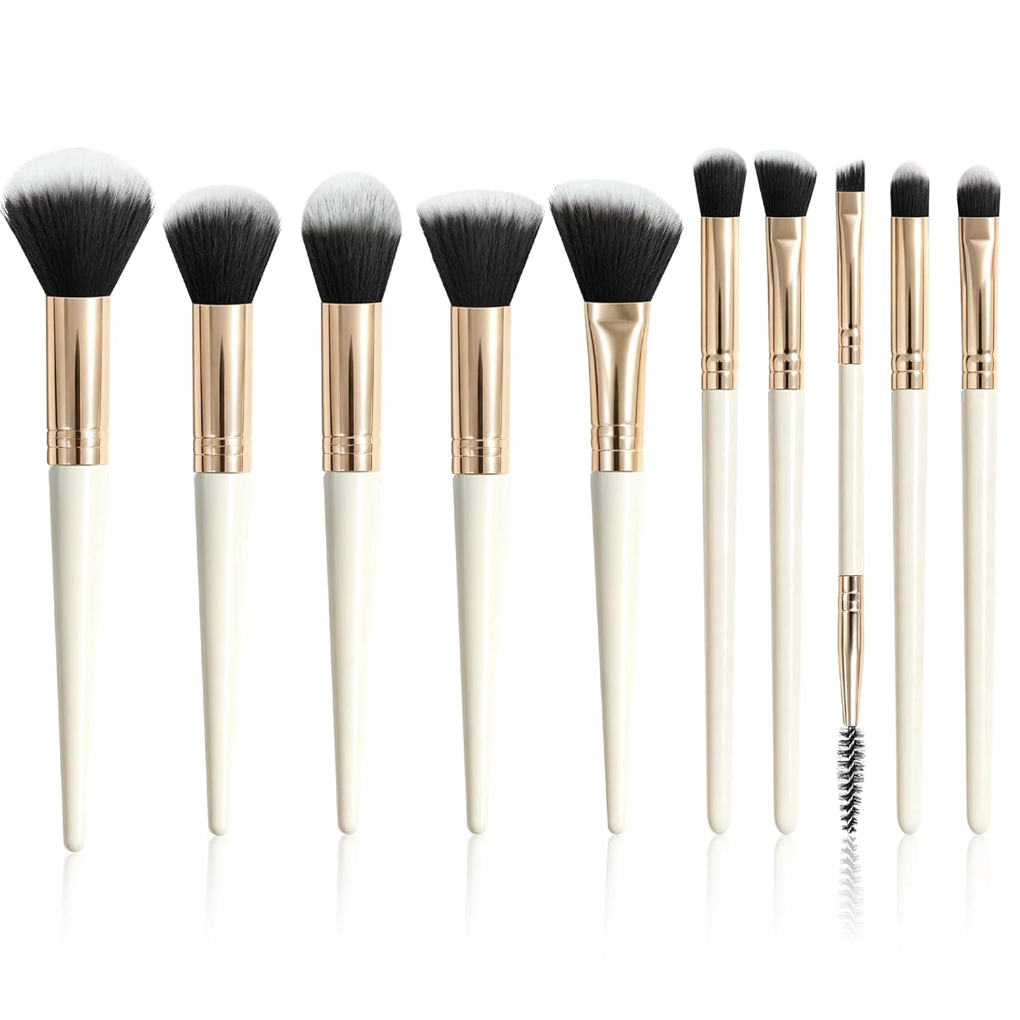 Premium 10-Piece Makeup Brush Set - Soft Synthetic Brushes for Blush, Eyeliner, Eyeshadow, Foundation | Travel-Friendly Pink Design