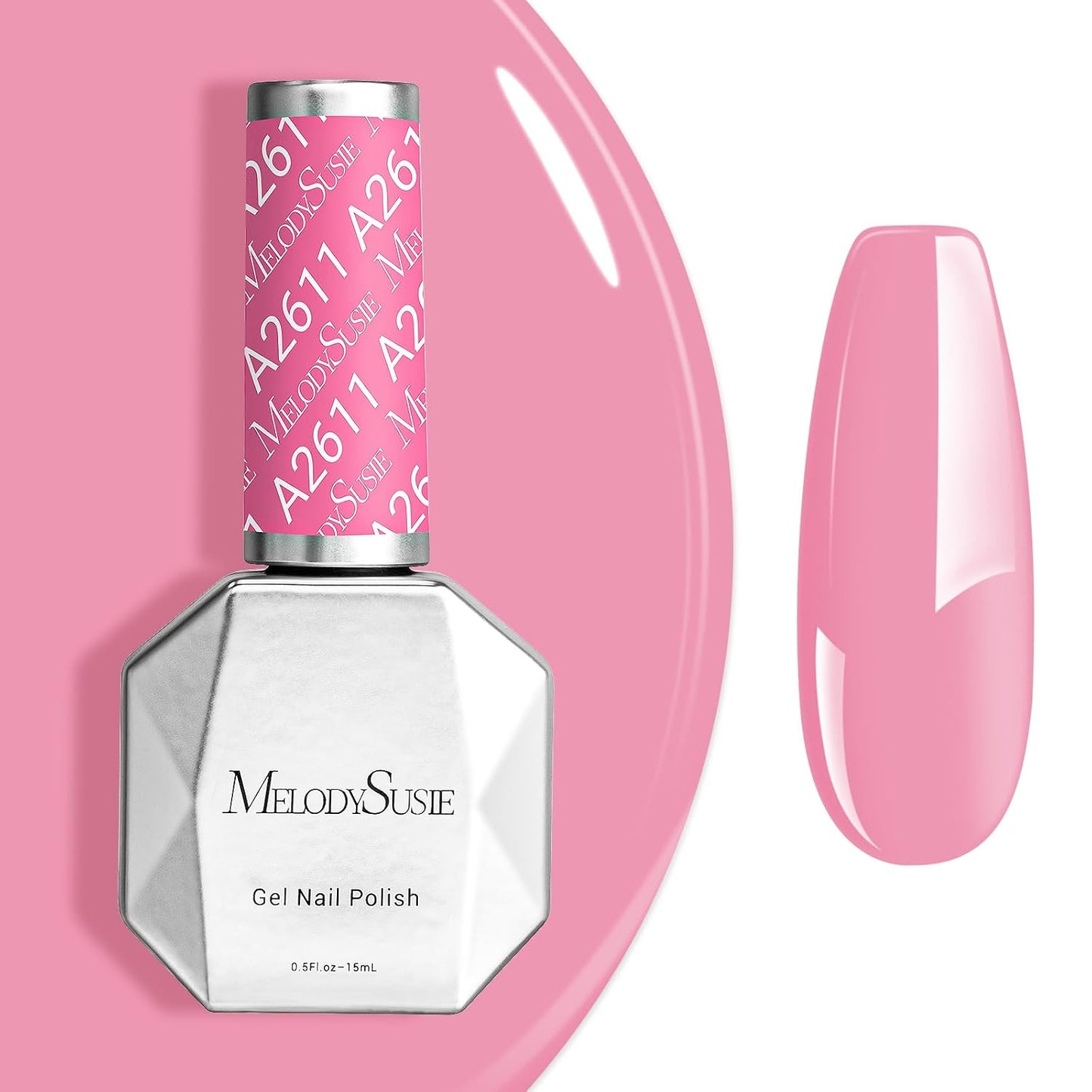 MelodySusie Neon Pink Gel Nail Polish - Bright Hot Pink Soak Off UV LED | 0.5 fl oz for DIY Nail Art & Manicure