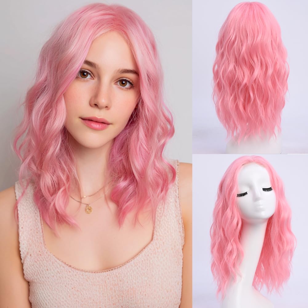Wavy Wigs for Women - 18 Inch Medium Length Synthetic Wig | Natural Looking & Heat Resistant - Black
