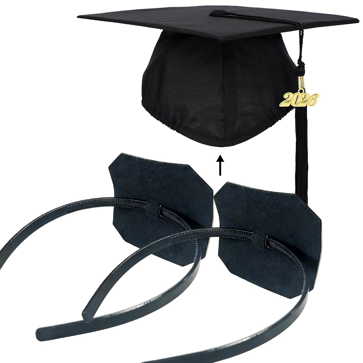 Graduation Cap Headband - Anti-Fall Firm Hairband Holder for Students | Black