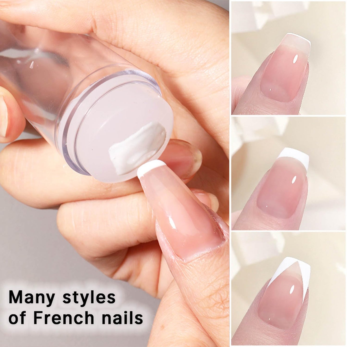7 Pcs Silicone Nail Stamper Set,French Tip Tool for DIY together,Home Manicure Starter Tool Salon