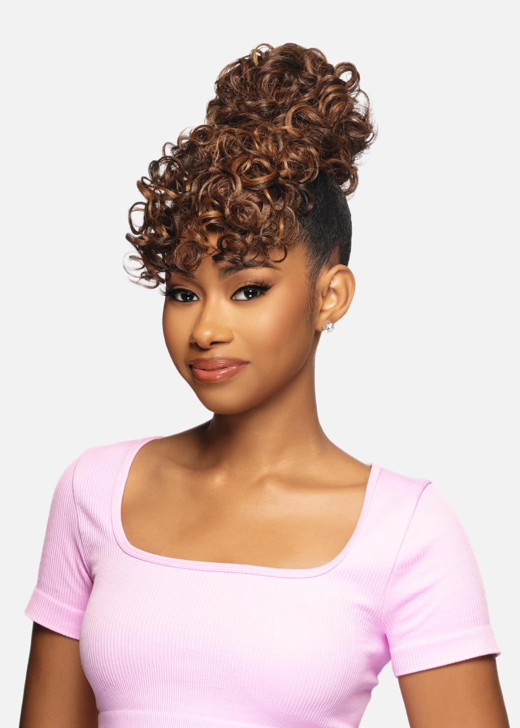 Vivica A. Fox Hair Collection | Wavy Bun with Roller Set & Side Bangs - Off Black (1B)