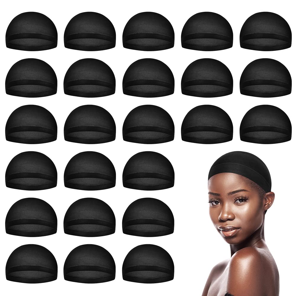 Stretchy Nylon Wig Cap for Women - Beige Stocking Hair Cap | 24 Pack