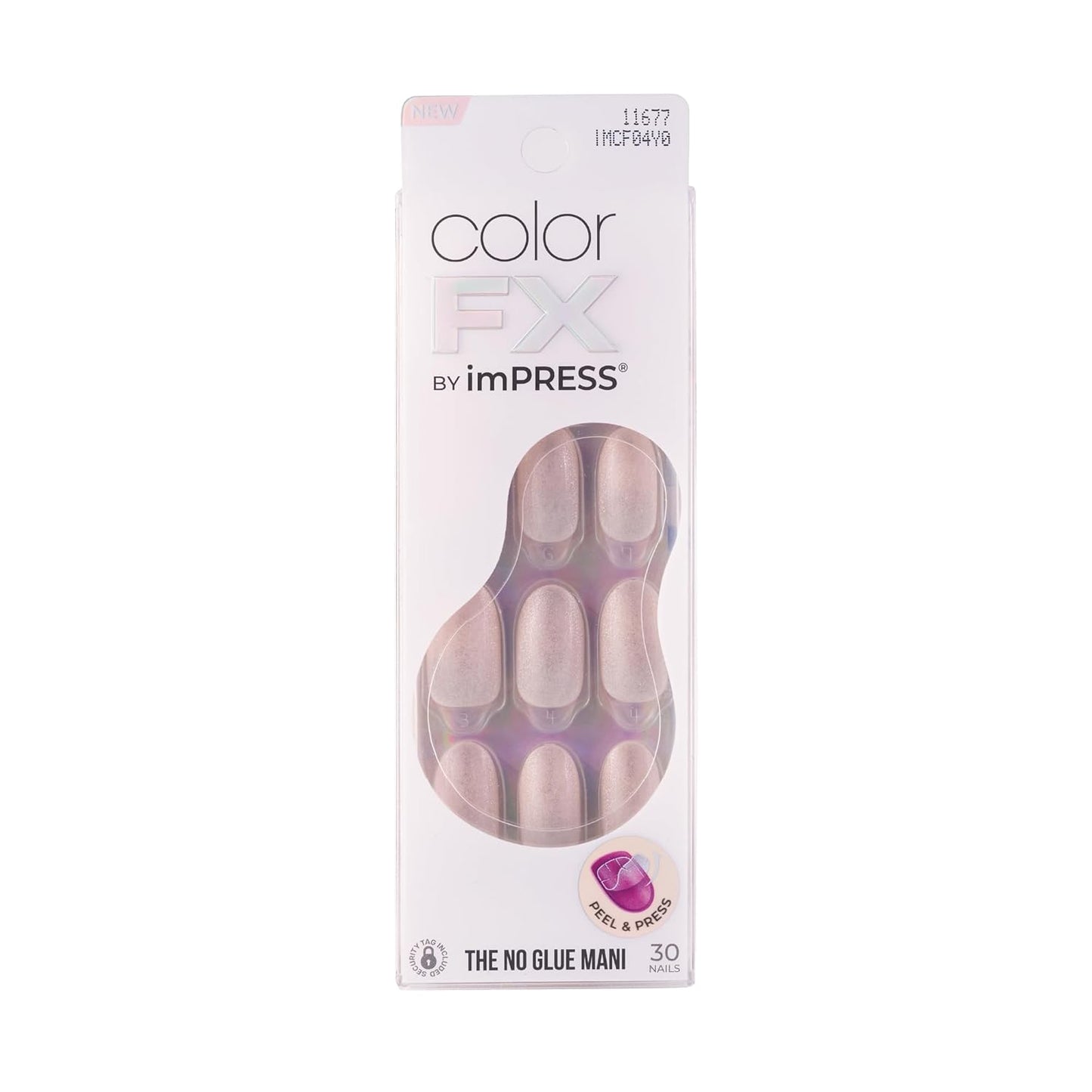 Impress Color FX No Glue Press-On Nails - 30 Pcs Metallic Chrome & Cat Eye | Medium Size, Easy Peel & Press
