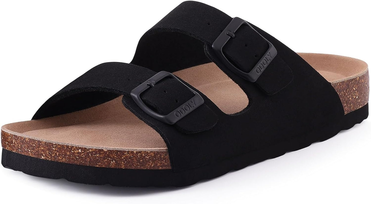 Cork Footbed Slide Sandals - Unisex Summer Outdoor Sandals with Arch Support & Adjustable Buckle | Comfortable Fit