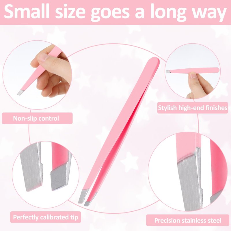 12 PCS Eyebrow Tweezers, Tweezer for Women Facial Hair Stainless Steel Double Sided Tweezer Precision Slanted Tweezers for Lash Extension Men Brow Ingrown Hair Removal(Multicolor)