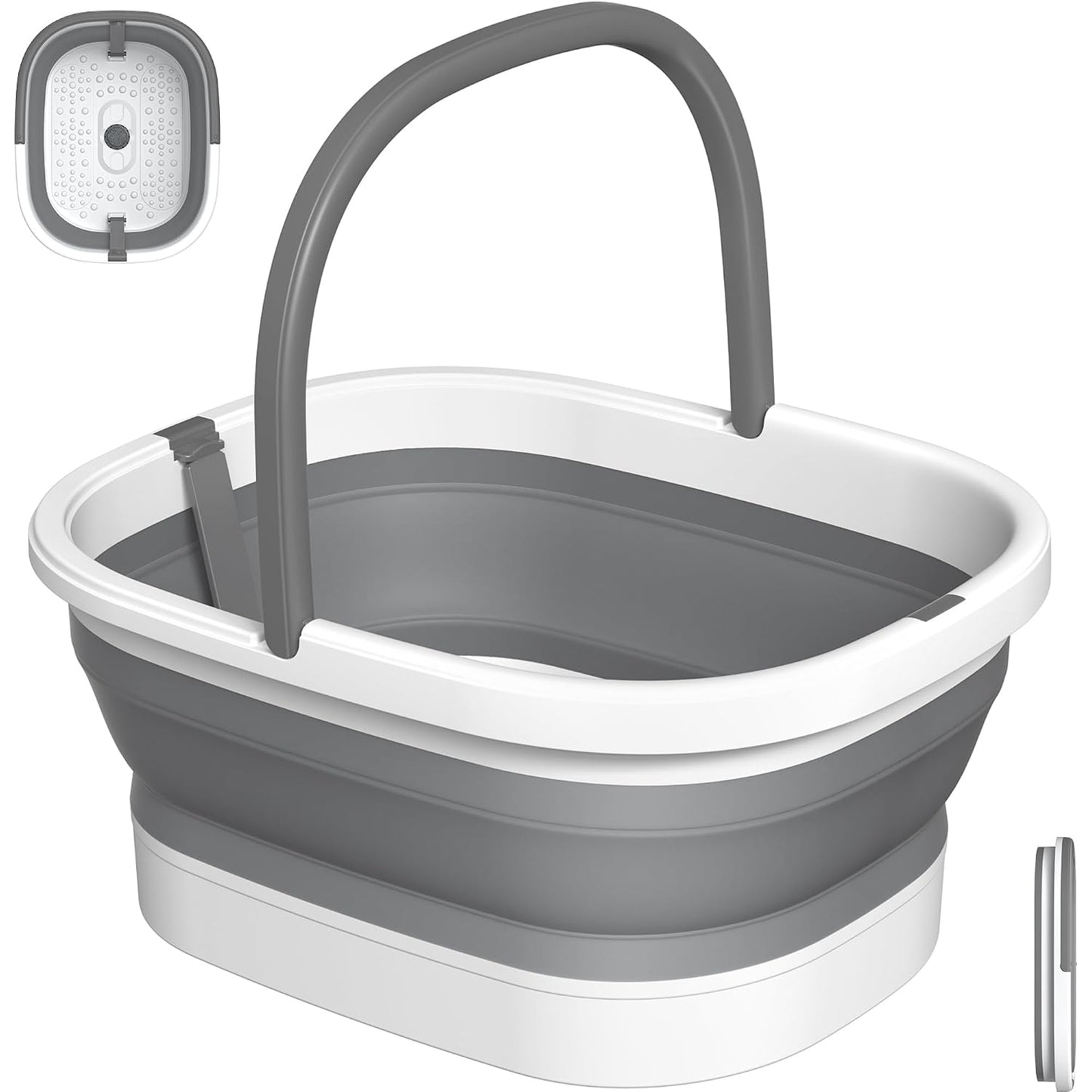 Collapsible Foot Soaking Tub - 138 Acupressure Nodes & Pumice Stone | Foot Massager for Pedicure Spa