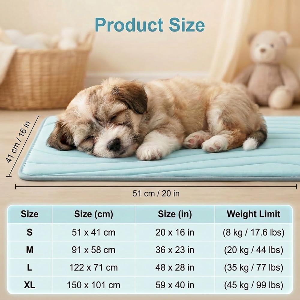 AIIONP Cooling Mat for Dogs, 2026 Upgraded Cooling Bed for Dogs, Portable Dog Cooling Pad, Washable Pet Cooling Pad Indoor Outdoor, Suitable for Crate Travel Home, for Small Medium Dogs (Blue, Small)