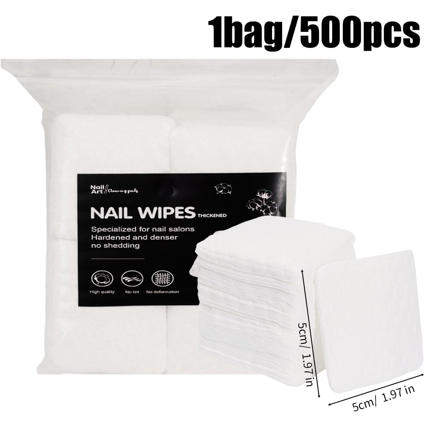 500Pcs/Pack Solid Durable Nail Tools Manicure Gel Nail Polish Remover Pads Lint-Free Wipes Napkins Wraps