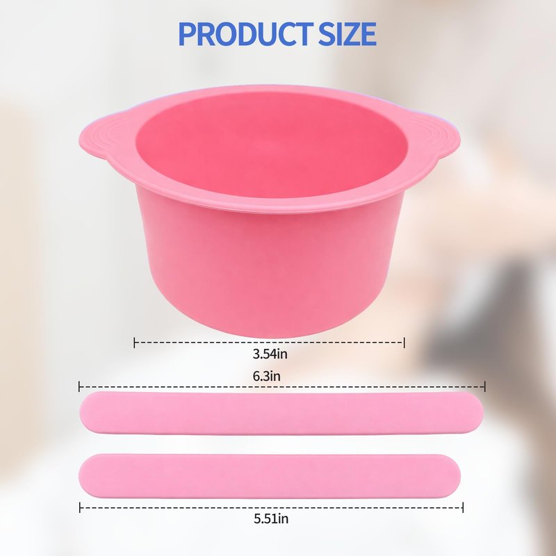 Silicone Wax Warmer Liner, Non-Stick Reusable Wax Pot Insert for Wax Warmer, Easy-to-Clean Silicone Wax Bowl with 2 Wax Spatulas (Pink)