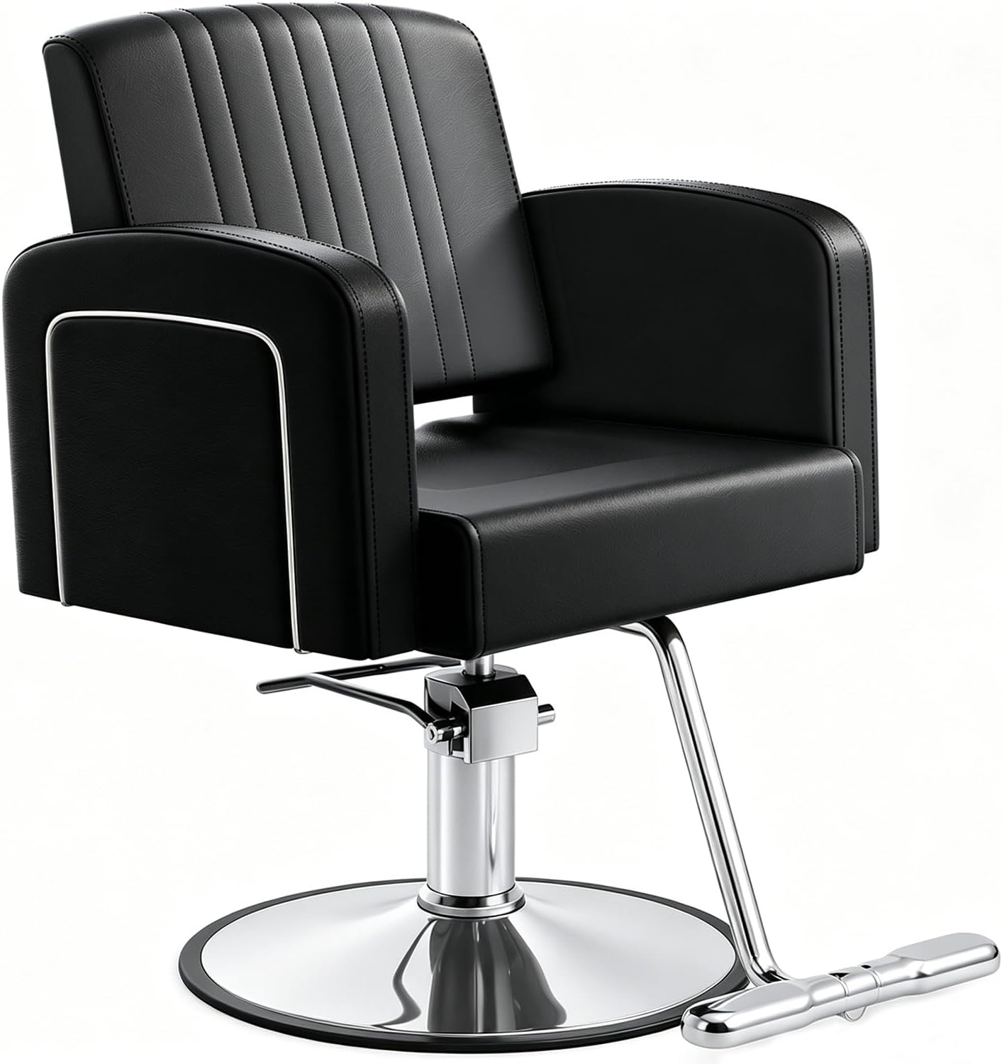 Reclining Salon Barber Chair - 360° Swivel, Adjustable Height, Heavy Duty Hydraulic | Matte Black