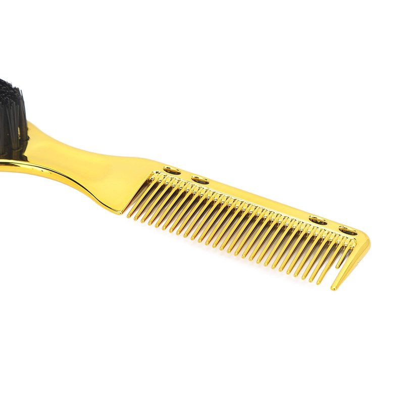 MOUMOUTEN 5Pcs Double Ended Hair Brush, Comb for Men Gold ABS Nylon Styling Tool Detangle Beard Grooming Brush Compact Lightweight Home Travel Salon Sided Detangling