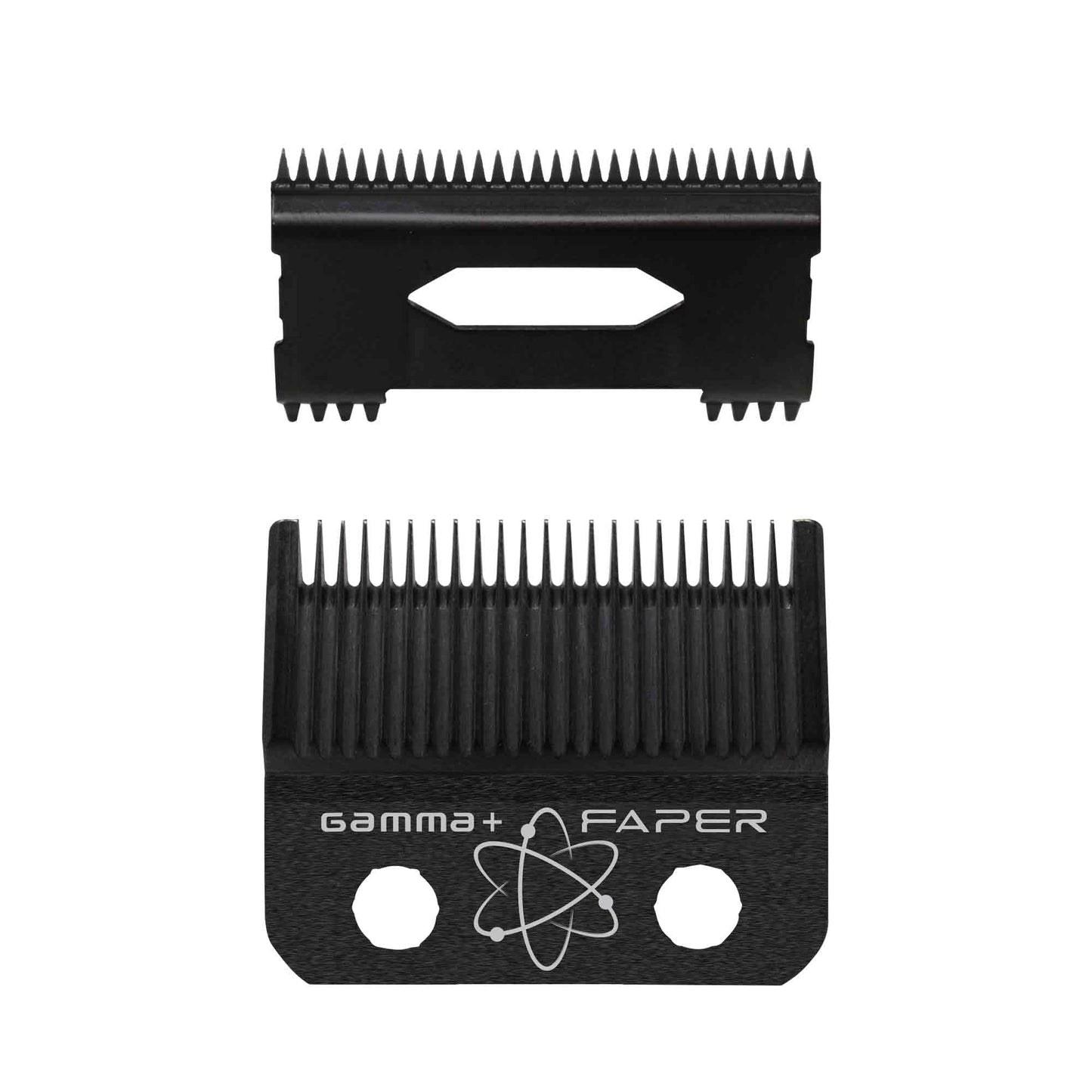GAMMA+ Replacement Fixed Black Diamond Carbon DLC Faper Hair Clipper Blade with Moving Black Diamond Carbon Slim Tooth Cutter Set