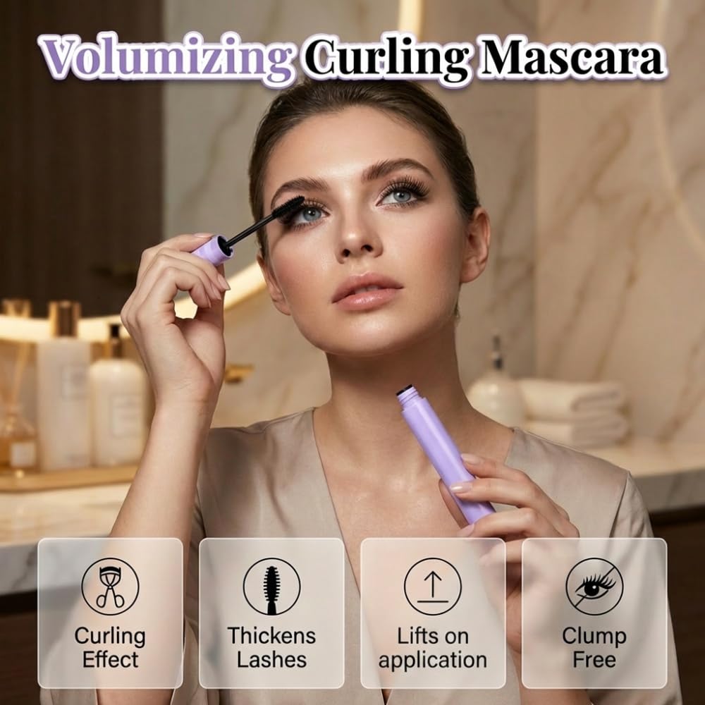 Tubing Mascara & Primer, 2026 Upgraded Ultra-Fine Lengthening Waterproof Quick-Dry Mascara, Long-Lasting Lash Extensions Mascara, Natural and Non-smudged (1)