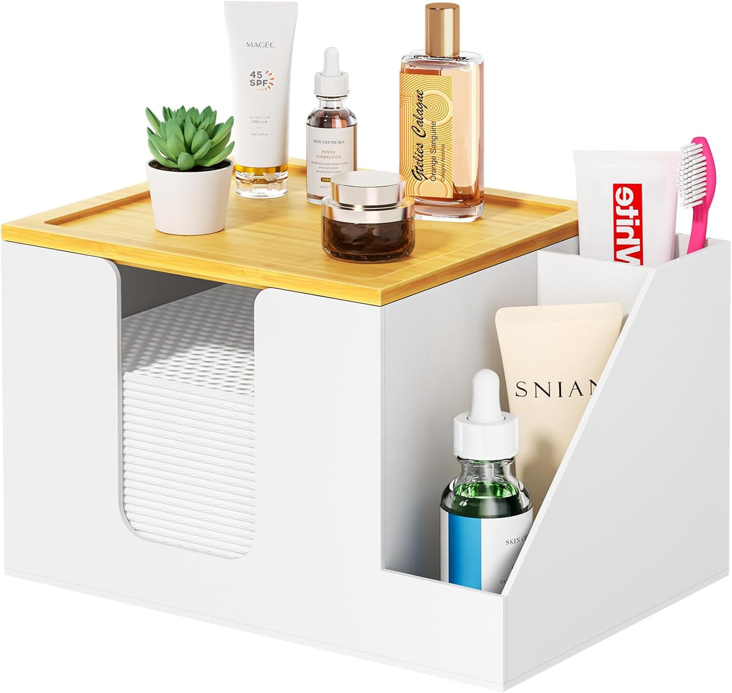 Acrylic Disposable Face Towel Holder Box - Large Storage for Bathroom Vanity | Clear Design