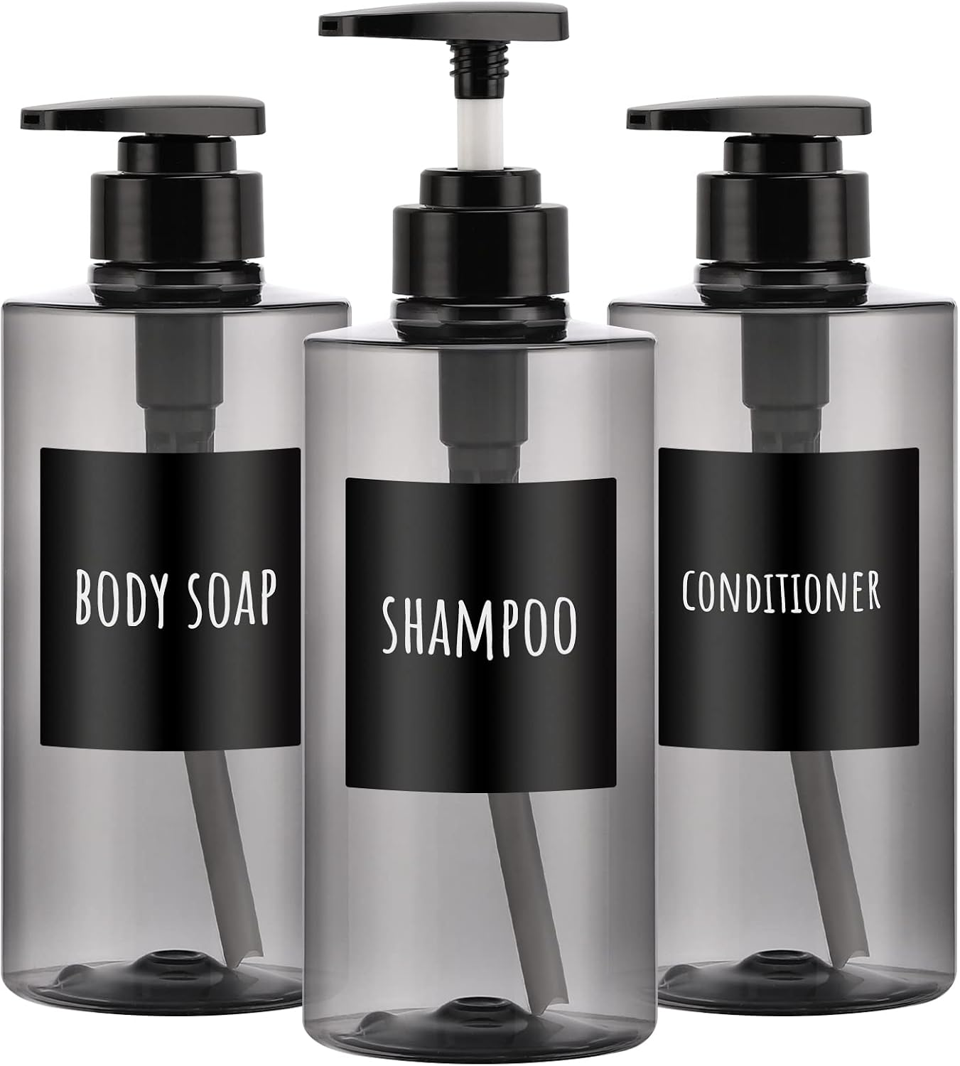 Shampoo and Conditioner Dispensers - 10oz Refillable Pump Bottles | 3-Pack Blue Plastic for Shower