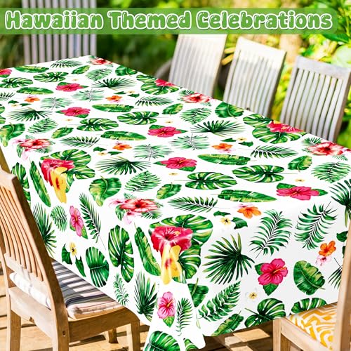 QZYL 4-Pack Hawaiian Luau Tablecloths - 108" x 54" Floral Design