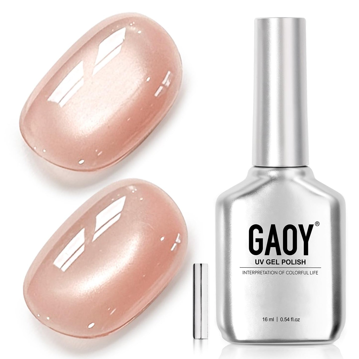 Glassy Cat Eye Gel Nail Polish - 16ml Holographic UV Gel with Magnet | Silvery Moonlight Reflective Finish