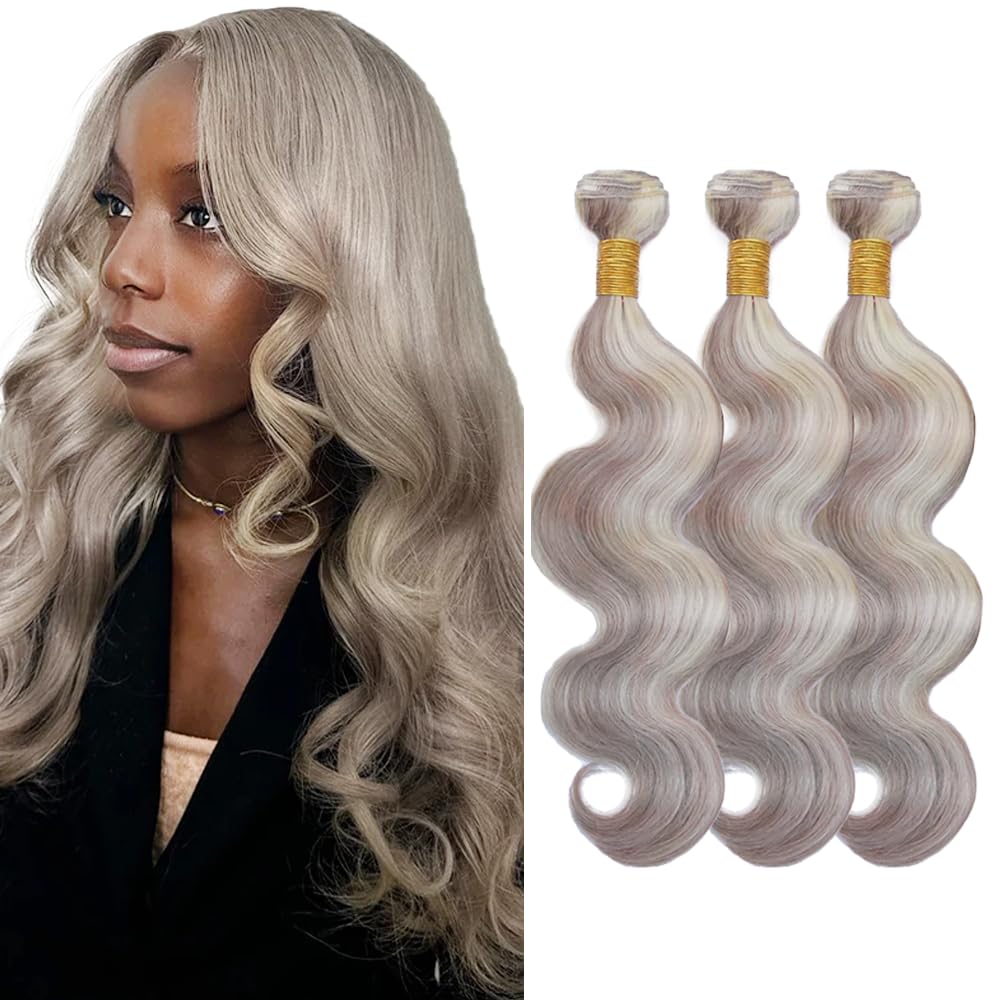 613 Bundle Grey/613 Body Wave Bundles Silver Body Wave Bundle Grey Mixed 613 Hair 3 Bundles 24 26 28 Inch Grey Human Hair Extensions