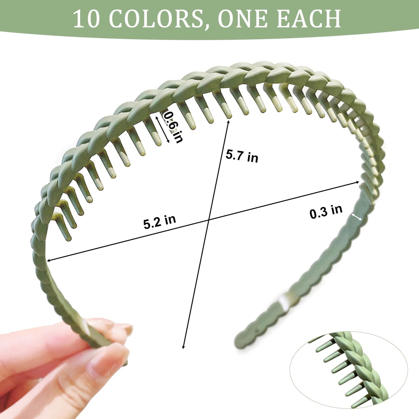 10 PCS of 7mm Thin Headbands for Women - Trendy Colorful Effortless Plastic Hair Bands with Teeth for Stylish Men & Teen Girls