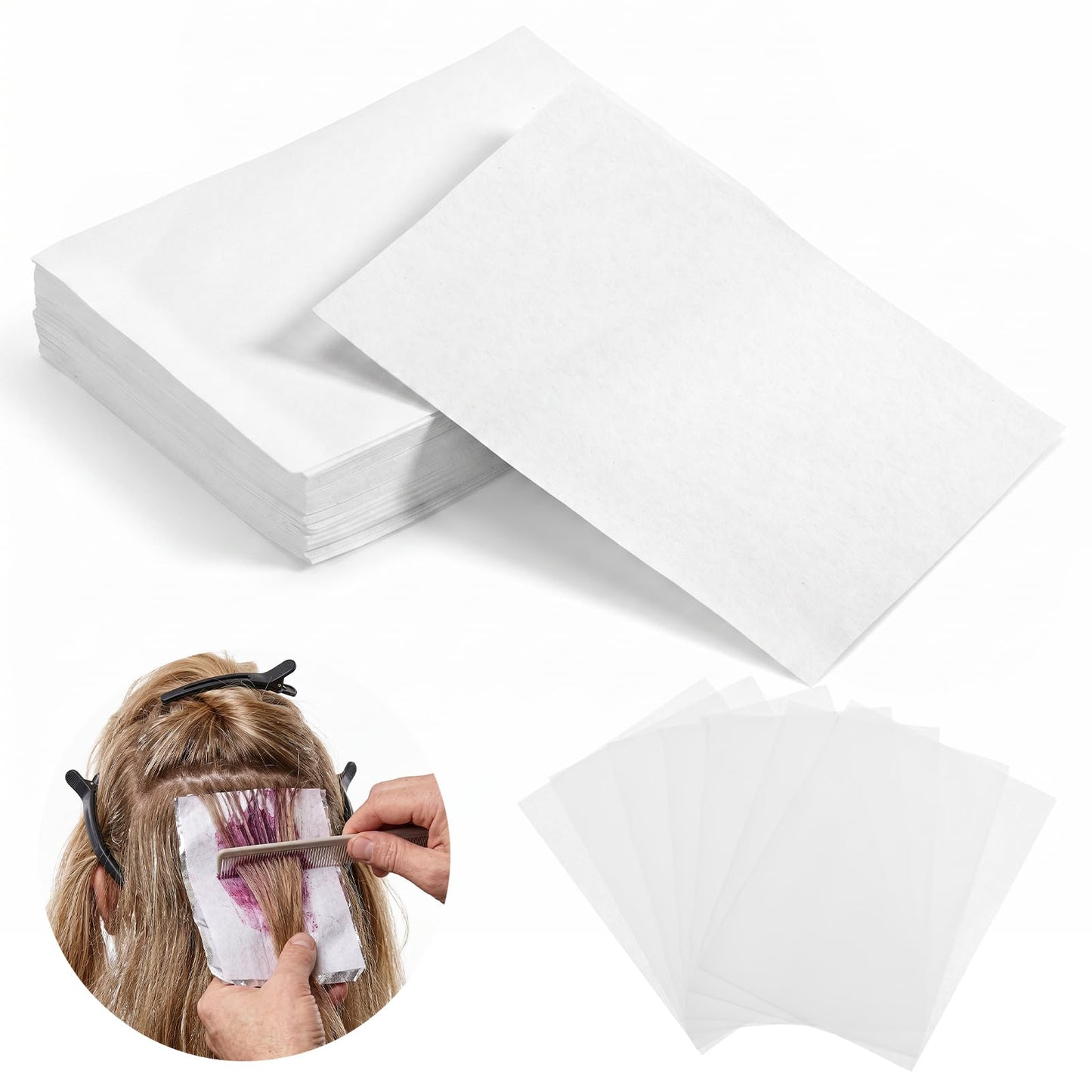 HJZHII 400Pcs End Papers for Hair, Perm Papers for Hair Disposable Salon Hairs End Wrap Paper Heat-Resistant Ended Tissue for Hairs Perm High Temperature Resistant Curling Paper for Salon Shop White