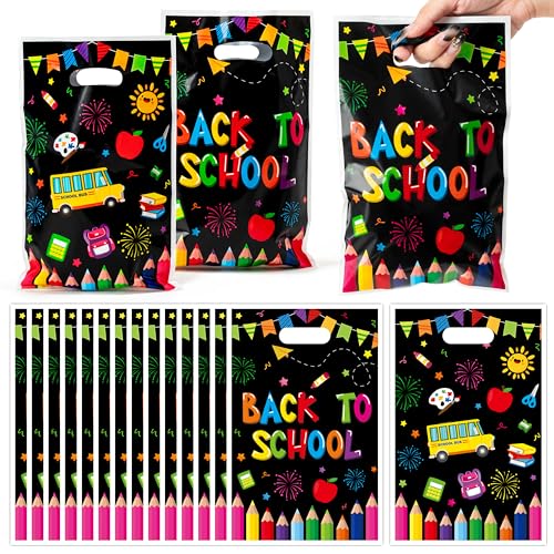 Colorful Back to School Gift Bags - 50 Pcs Reusable Party Favors