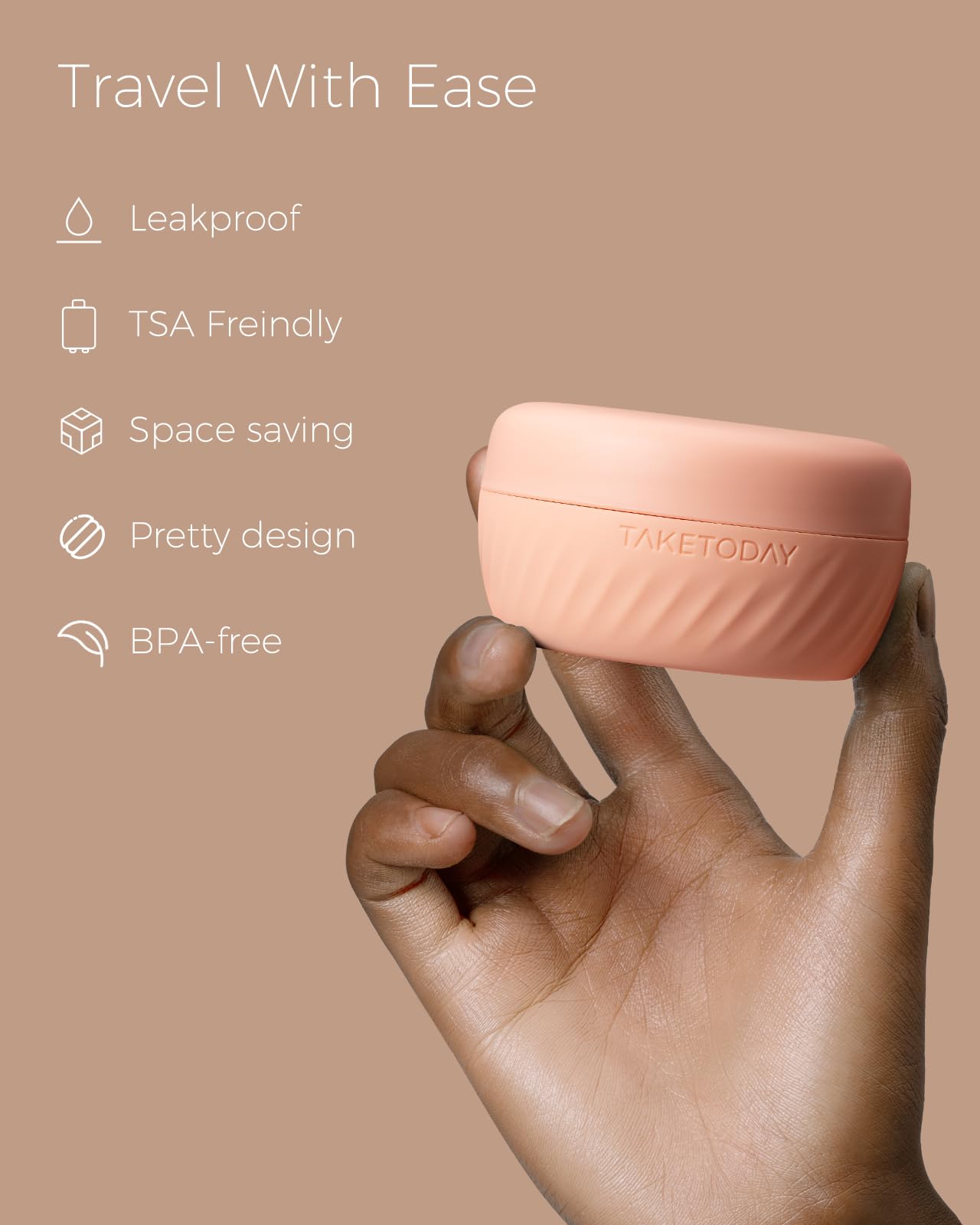 TakeToday Travel Containers for Toiletries, 2oz, 4 Pack, Apricot