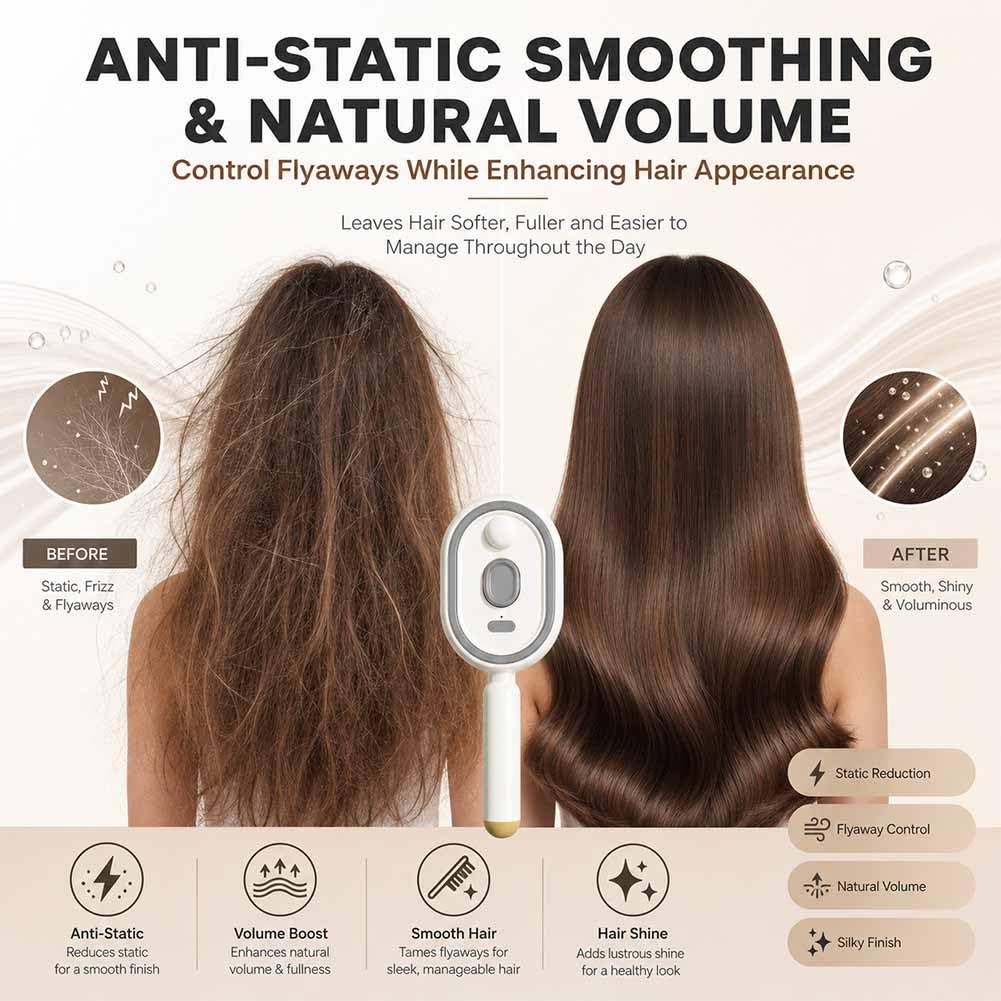 Electric Spray Air Cushion Massage Comb, 3-in-1 Rechargeable Steam Hair Brush with Water Mist, Self-Cleaning Anti-Tangle Air Cushion Comb, Anti-Frizz Hydrating Hair Brush for Dry Damaged Hair (Pink)
