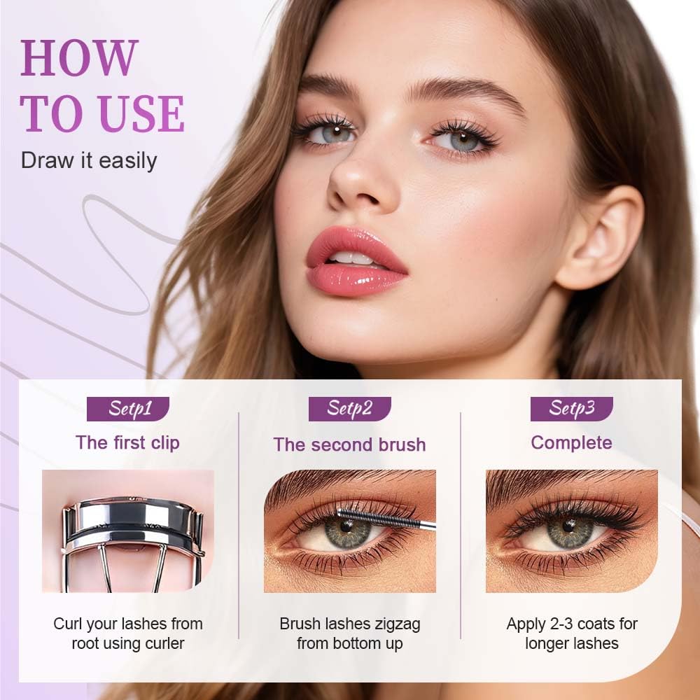 7D Waterproof Mascara - Fiber Lashes for Volume & Length | Long Curling, Non-Smudge (Black & Brown)