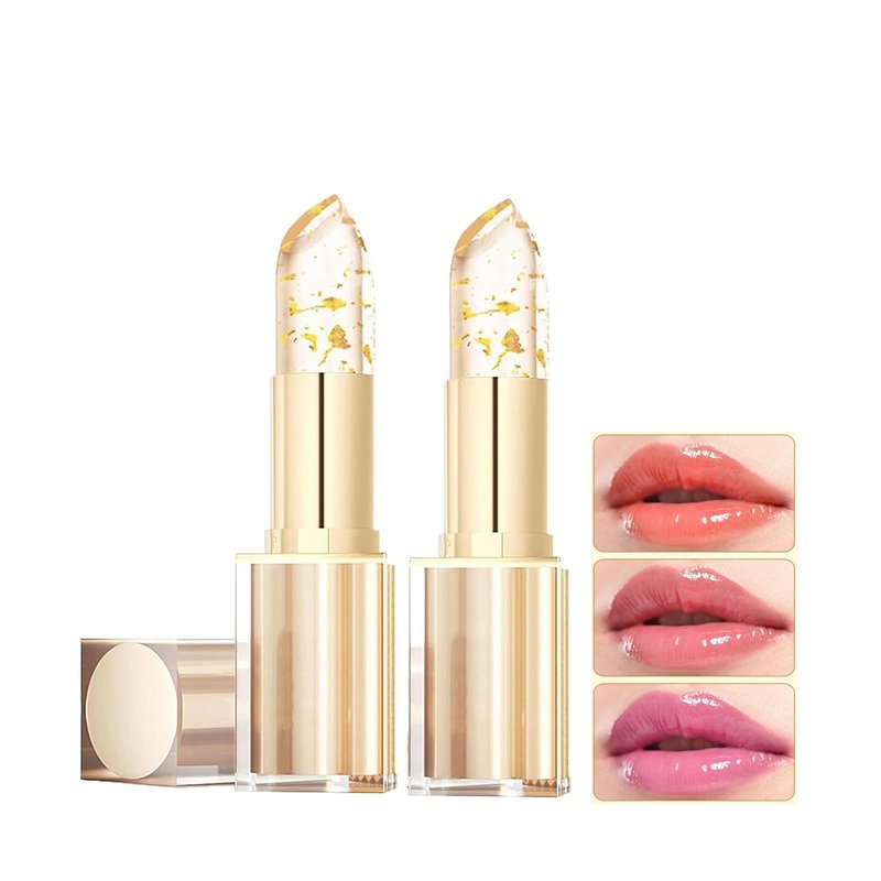 Color Changing Lipstick, Gold Crystal pH Color-Changing Lipstick–24HR Transferproof & Moisturizing Lip Gloss, Long-Lasting Glossy Finish Birthday & Mother’s Day Gifts for Women (2 Count (Pack of 2))