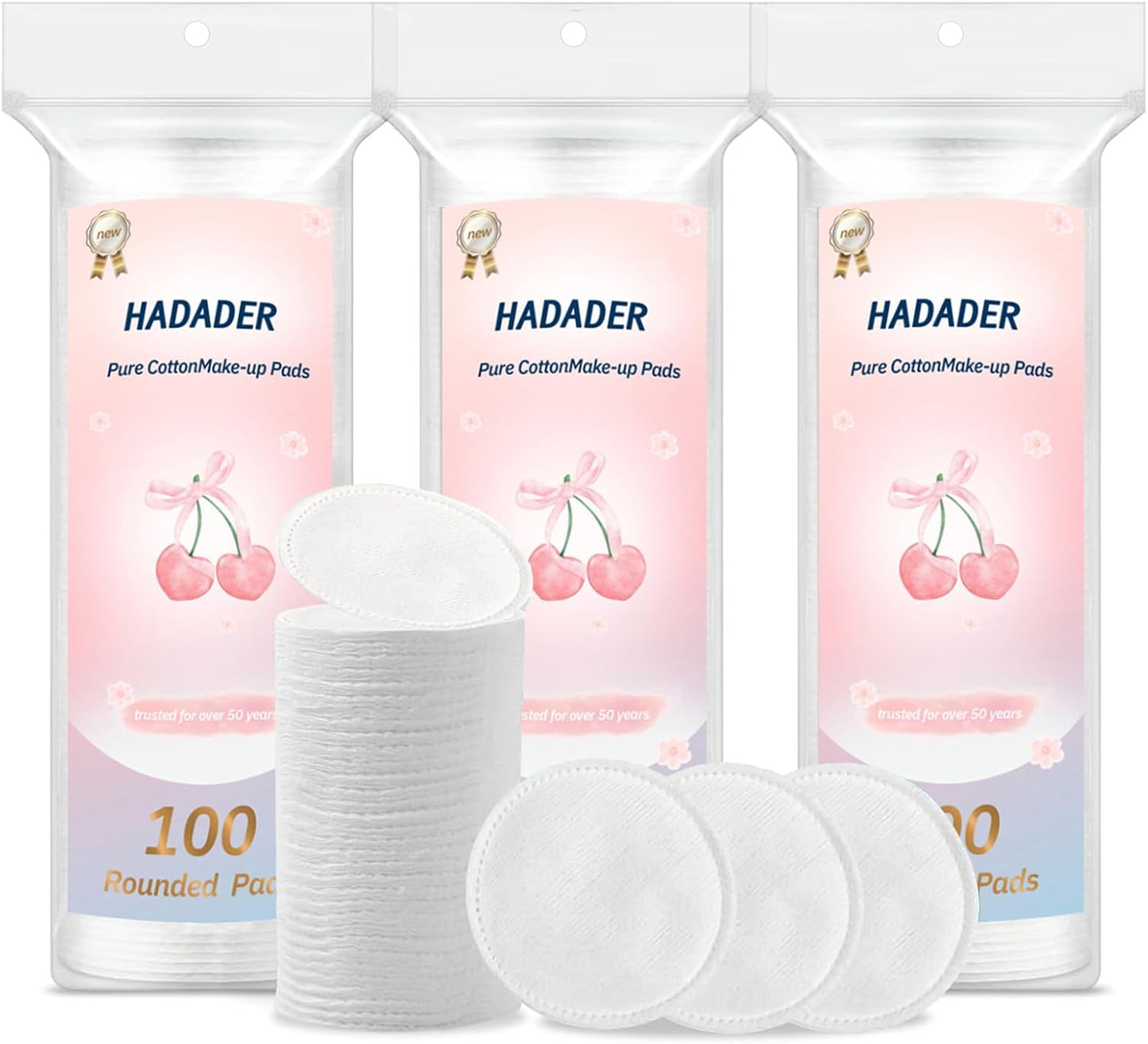 Makeup Remover Pads - Hypoallergenic Cotton Rounds (300 Count) | Lint-Free & 100% Pure Cotton