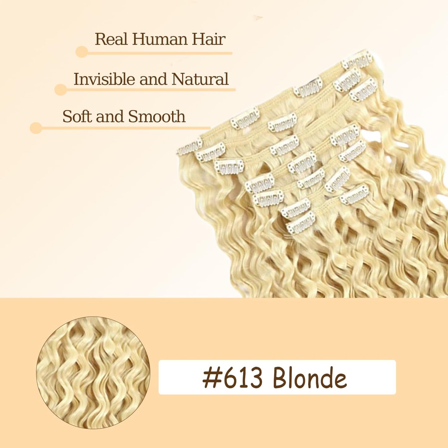 16 Inch #613 Clip in Hair Extensions Real Human Hair 120g/7Pcs,Full Shine Honey Blonde Remy Human Hair,#613 Blonde Body Wave Clip ins Brazilian Virgin Human Hair Extensions