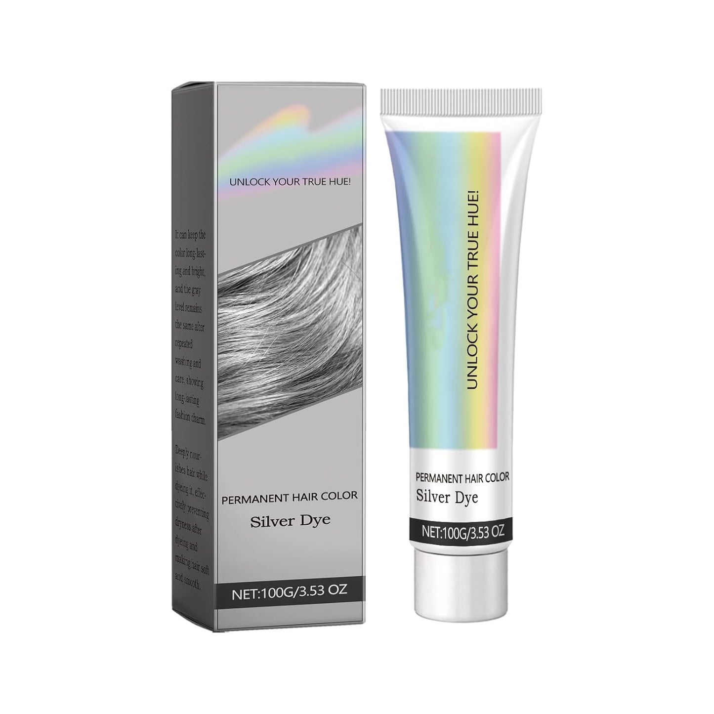 Natural Essence Extract 2-in-1 Silver Hair Dye - No Bleaching Silver Grey & Smoke Grey (1pc)