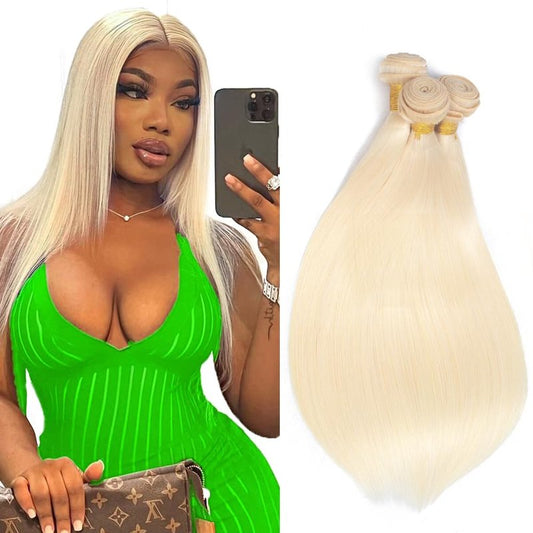 Blonde Bundles Human Hair 613 Straight Bundles 16 18 20 inch 10A Unprocessed Peruvian Virgin Hair 3 Bundle 613 Blonde Color 300g