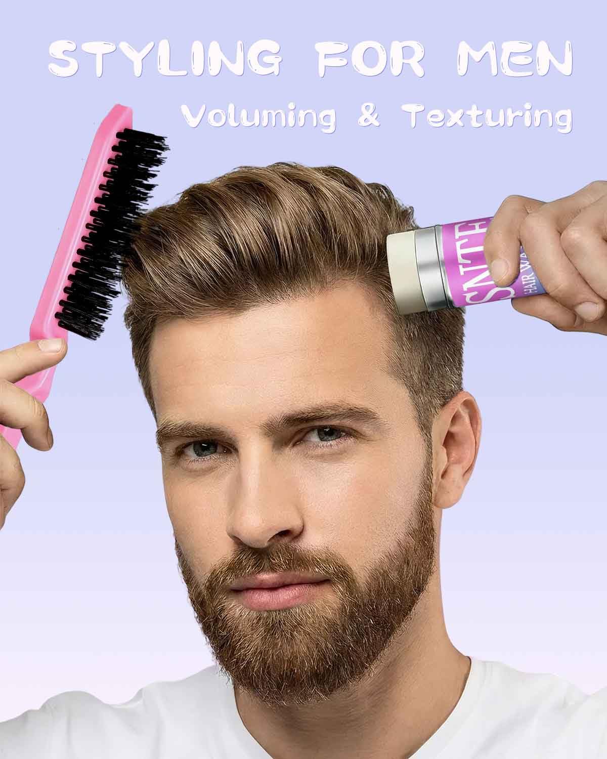 Hair Wax Stick and Slick Back Hair Brush Set to Tame Frizz, Flyaways, Sleek Ponytails, Buns & Braids - 12H Hold, Non-Greasy Hair Styling Kit, Styling Accessories for Teen Girls, Women, Kids, Men
